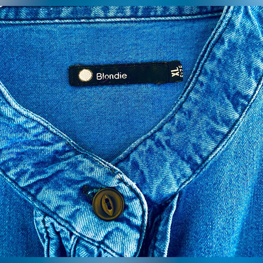 Blondie Ruffle Edge Denim Button- up Blouse/Jacket - Picture 4 of 10
